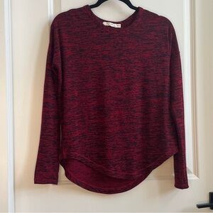 Rag & Bone Red and Navy Marled Knit Long Sleeve Shirt in Size XS